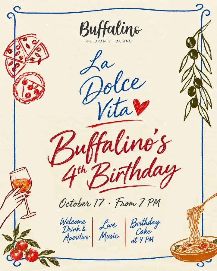 Plakat La Dolce Vita, 4 Jahre Buffalino